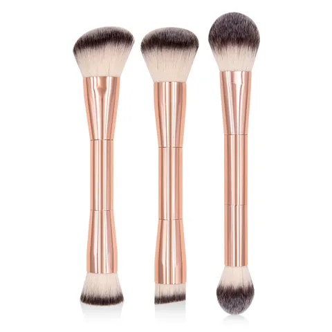 Dubbelzijdige Make-up Borstel Multifunctionele Foundation Poeder Blush Contour Borstel Zachte Synthetische Haren Handvat