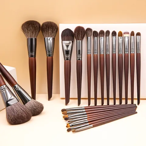 Professionele Make-up Borstel Set Geiten Ponyhaar Poeder Foundation Oogschaduw Borstel Met Houten Handvat Aluminium Buis Cosmetisch Hulpmiddel Voor Vrouwen