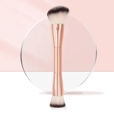 Dubbelzijdige Make-up Borstel Multifunctionele Foundation Poeder Blush Contour Borstel Zachte Synthetische Haren Handvat