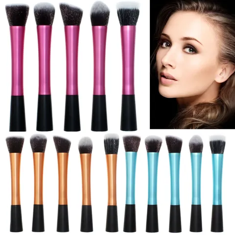 Professional Hourglass Makeup Brush Synthetic Fiber Hair Aluminum Tube Foundation Blush Powder Cosmetics Contour Blending Brush Tool For Women Daily Beauty Pack