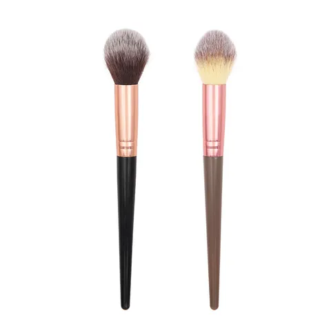 Single Flame Highlighter Brush Soft Synthetic Fiber Bristles Loose Powder Blush Brush With Long Handle Face Contour Beauty Tools