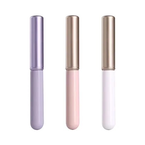 Draagbare Mini Ronde Lip Borstel Met Beschermende Deksel Aluminium Buis Zachte Synthetische Vezel Haren Concealer Cosmetische Make-up Borstel Voor Lip Mengen Morandi Kleurenpalet