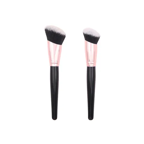 Elegant Angled Contour Makeup Brush Professional Soft Synthetic Fiber Foundation Brush Wood Handle Face Base Liquid Cream Cosmetic Tool