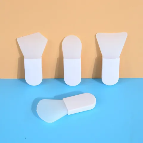 Mini Siliconen Maskerborstel Korte Handgreep Draagbaar Moddermasker Applicator Gezichtsverzorgingstool Zacht Siliconen Make-up Borstel Wit