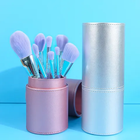 Portable PU Leather Makeup Brush Holder Cylinder Waterproof Travel Cosmetic Brushes Storage Case Dustproof Organizer Box
