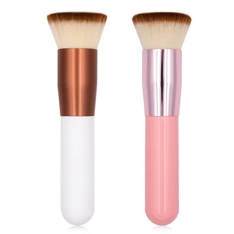 Großer Flacher Foundation-Pinsel Professioneller Nahtloser BB Cream Flüssig-Foundation-Pinsel Weiche Synthetikfaserborsten Holzgriff Gesichts-Concealer-Make-up-Tool