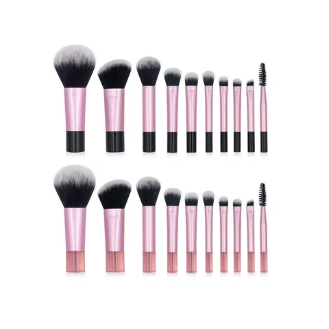 Portable Makeup Brush Set Synthetic Fiber Bristles Plastic Handle Mini Powder Eye Shadow Brushes Kits Cosmetic Travel Tools