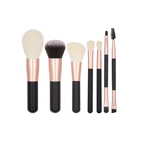 Professional Mini Makeup Brushes Synthetic Fiber Bristles Wooden Handle With Cylindrical PU Storage Case For Travel Beauty Tools