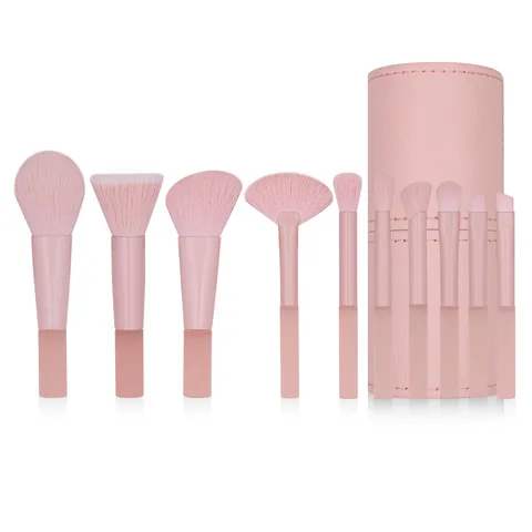 Mini Pink Matte Makeup Brush Set Super Soft Synthetic Fiber Portable Powder Blush Eyeshadow Brushes Travel Cosmetics Tools