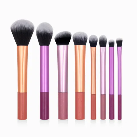 Professional Synthetic Fiber Makeup Brushes For Foundation Blush Powder Eye Shadow Colorful Aluminum Tube Beauty Tool Collection