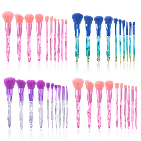 Crystal Makeup Brush Set Face Powder Contour Eyeshadow Eyebrow Blending Powder Brushes Diamond Design Handle Cosmetic Tool