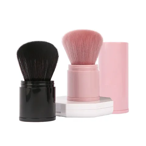 Retractable Portable Makeup Brush With Cover Dustproof Powder Blush Brush Synthetic Fiber Travel Cosmetic Foundation Tool