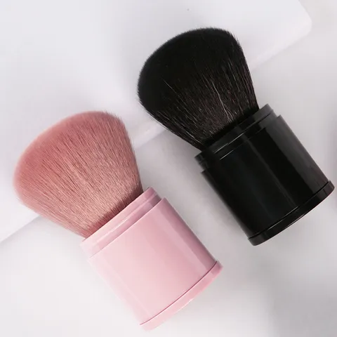 Retractable Portable Makeup Brush With Cover Dustproof Powder Blush Brush Synthetic Fiber Travel Cosmetic Foundation Tool