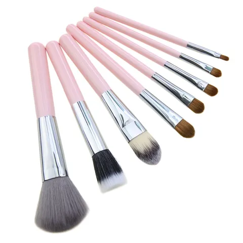 Professional Makeup Brush Set With Striped Travel Case Synthetic Fiber Bristles Wooden Handle Beauty Tool Kit For Women