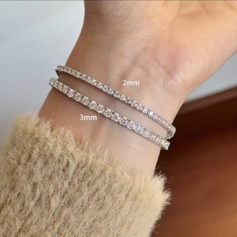 GRA Moissanite Braccialetto da Tennis Argento Sterling 925 Placcato Oro Bianco 18K Pave Completo Scintillante Catena Rotonda Gioielli Hip Hop Unisex
