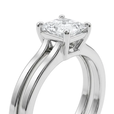 925 Sterlingsilber Laborgezüchteter Diamantring Prinzess-Schliff Solitär-Ring Mit IGI Zertifikat Feiner Schmuck Für Damen Herren