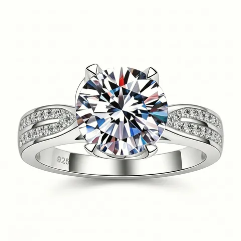 Klassischer Sechs-Klauen-Kronenring Für Frauen Silberring Modisch Pendeln Geometrische Runde Form Accessoires Schmuck Geschenk