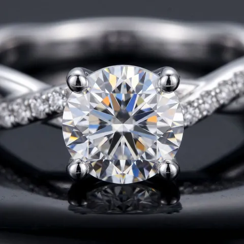 S925 Sterlingsilber Lab-Diamant Ring Verdrehter Arm Vier Zinken Bypass Design Feiner Schmuck Für Damen Geschenk