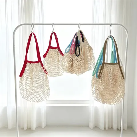 Gewebte Netz Einkaufstasche Tragbare Gemüse Obst Tasche Große Kapazität Strand Handtasche Wiederverwendbare Polyester Tasche