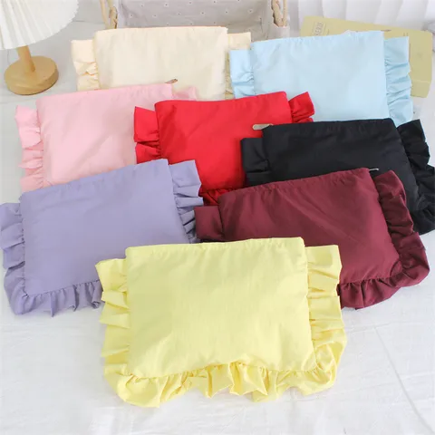 Koreanischer Ins Stil Rüschen Plissiert Kosmetiktasche Wasserdicht Nylon Große Kapazität Reise Kulturbeutel Tragbare Aufbewahrungstasche Für Damen