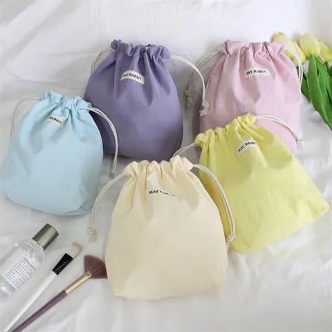 Effen Kleur Polyester Kordeltas Dubbellaags Stofvrije Reistas Cosmetische Organizer Tas Multifunctionele Verpakkingstas