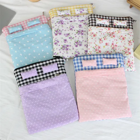 Cute Bed Shape Padded Tablet Bag Anti-shock Laptop Sleeve Case Floral Polka Dot Heart Printed Fabric Liner Bag For Office School