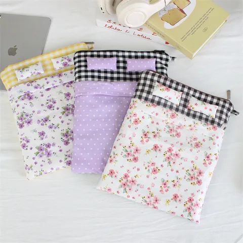 Cute Bed Shape Padded Tablet Bag Anti-shock Laptop Sleeve Case Floral Polka Dot Heart Printed Fabric Liner Bag For Office School