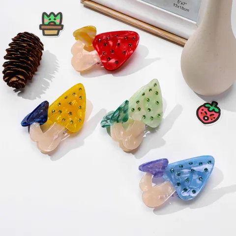 Süße Acetat Pilz Haarklammer Personalisierte Kreative Strass Haarspange Für Damen Hinterkopf Haarschmuck