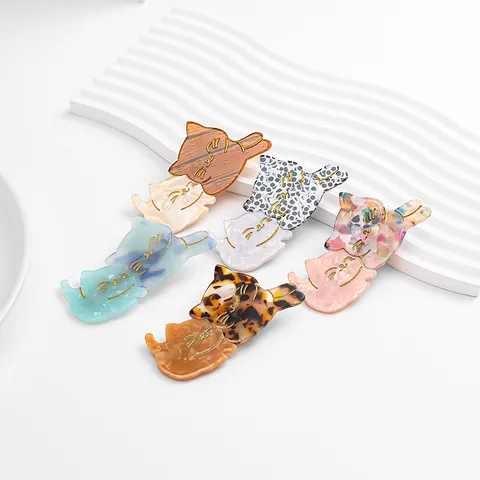 Süße Katzenförmige Acetat Haarspangen Für Damen Mädchen Personalisierte Tier Design Entenschnabel Haarnadeln Pony Seitenclips Haarschmuck