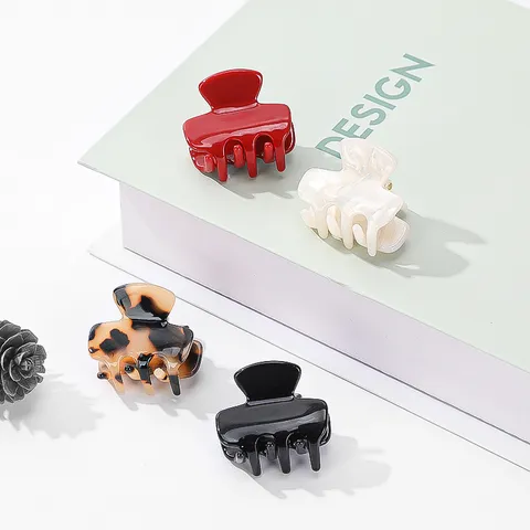 Elegante Acetaat Mini Haarklem Clips Voor Dames Luipaardprint Rood Zwart Wit Kleine Haardos Geometrische Franse Updo Barrettes Dagelijkse Haaraccessoires