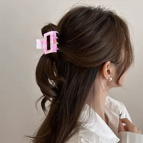 Acetat Halo Färbung Haarklammer Irisierend Marmor Shark Clip Für Damen Frisch Süß Styling Accessoire