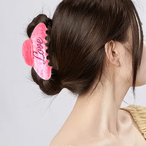 Vintage Acetat Haarkralle Für Damen Marmoriert Strass Buchstabe Haarklammer Große Haarklammer Mode Haarschmuck