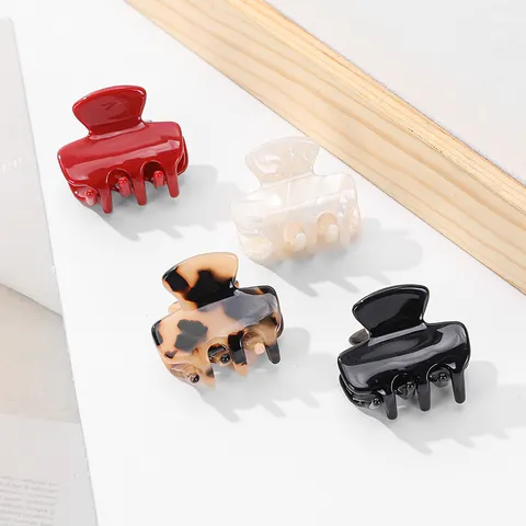 Elegante Acetaat Mini Haarklem Clips Voor Dames Luipaardprint Rood Zwart Wit Kleine Haardos Geometrische Franse Updo Barrettes Dagelijkse Haaraccessoires