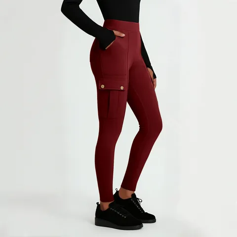 Women High Waist Cargo Yoga Pants Lycra Blend Breathable Butt Lifting Slim Fit Skinny Workout Fitness Gym Leggings