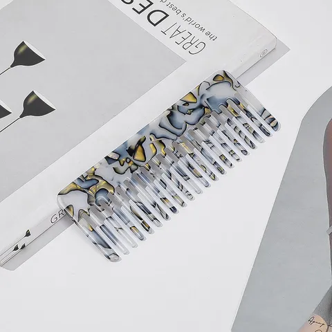 Retro Marmor Textur Weitzahn Kamm Antistatisch Haarkamm Entwirrungskamm Für Damen Styling Werkzeug PVC Frisierkamm