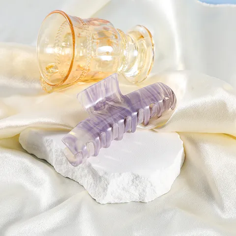 Eleganter Acetat Großer Haargreifer Französisches Marmordesign Vergoldete Rutschfeste Haarklammer Haarschmuck Für Damen