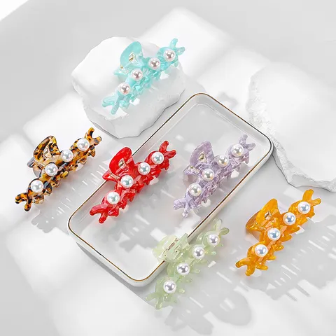 Elegante Acetat Haarkralle Mit Künstlicher Perle Französischer Stil Schildpatt Große Haarklammer Modischer Haarschmuck Für Damen