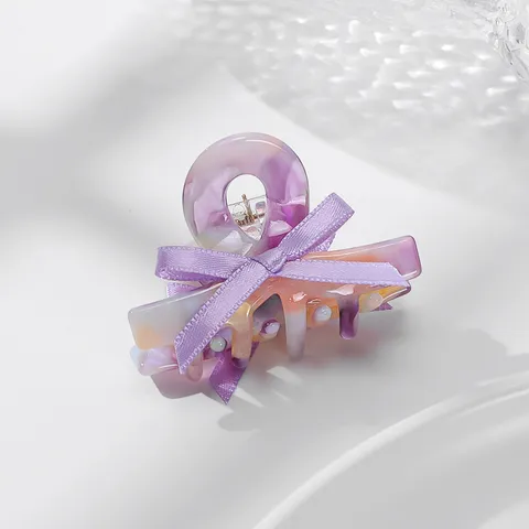 Pinza para el Pelo de Garra Elegante de Acetato con Lazo Estilo Fresco Patrón de Mármol Accesorios para Mujeres