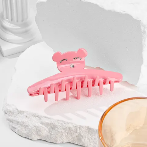 Koreanische Acetat Bär Haarklammer Große Strass Haarspange Süße Tier Hai-Clip Damen Haarschmuck