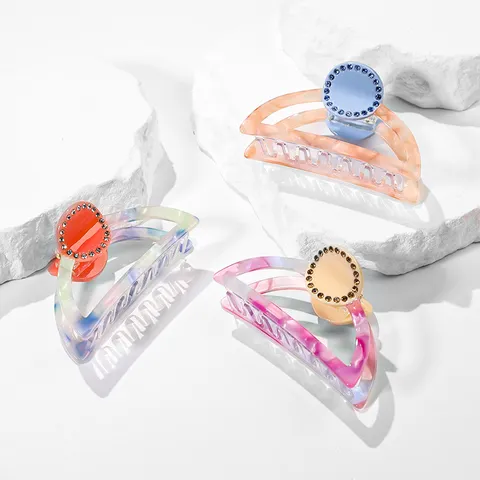 Elegante Acetat Haarkralle Geometrisches Marmormuster Haarklammer Mit Strass Künstliche Perle Für Damen Haarschmuck