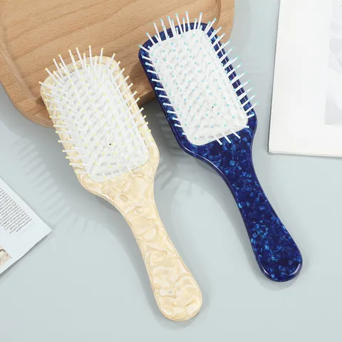 Fashionable Cellulose Acetate Air Cushion Hair Brush Scalp Massage Detangler Creative Marble Pattern Portable Detangling Hair Comb For Women Men