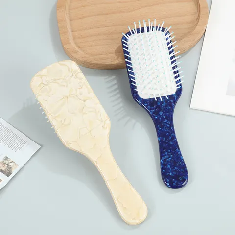 Fashionable Cellulose Acetate Air Cushion Hair Brush Scalp Massage Detangler Creative Marble Pattern Portable Detangling Hair Comb For Women Men