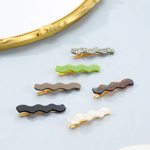 Koreanischer Stil Wellenform Entenschnabel Haarklammer Einfache Mode Seitenpony Clip Harz Legierung Haarnadeln Täglicher Haarschmuck Für Damen