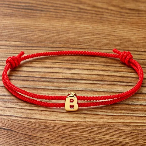 Initial Letter Red Rope Bracelet For Men Women Gold Silver Plated Copper Alphabet Woven Luck Charm Bracelet Couple Jewelry Gift