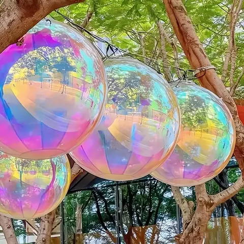 Iridescent Laser Rainbow 4D Aluminum Foil Balloon Round Spherical Mylar Balloon For Birthday Wedding Anniversary Festive Party Decorations