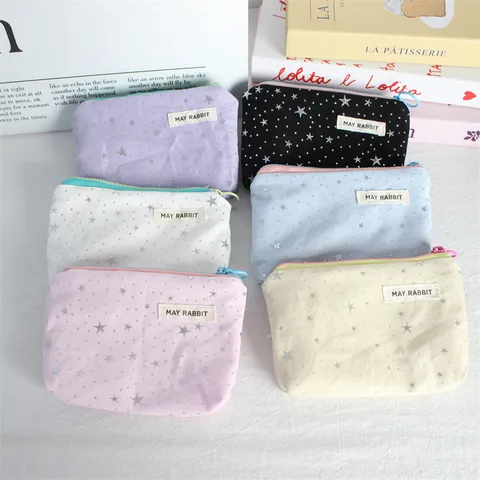 Star Sequin Canvas Coin Purse Portable Zipper Mini Makeup Bag For Women Keys Lipstick Storage Bag Travel Pouch