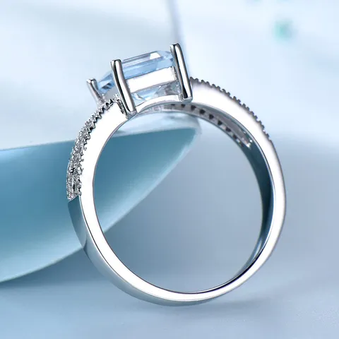 Minimalistisch 925 Sterlingsilber Quadratisch Nano Zirkonia Ring Elegant Geteilter Schaft Finger Schmuck Geschenk Für Damen