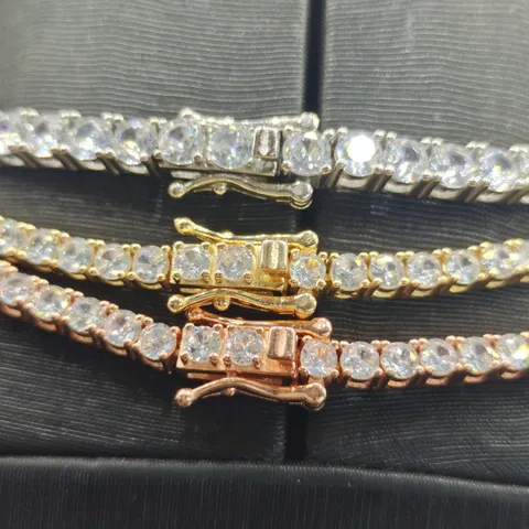 Hip Hop 925 Sterlingsilber Tennis Kette Strass Halskette Armband Für Damen Herren Unisex Geometrischer Schmuck Geschenk