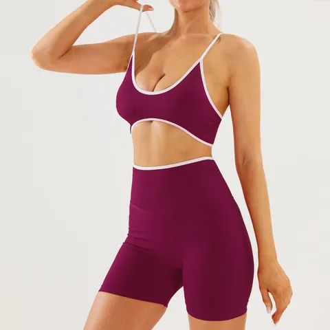 Women Color Block Activewear Set Breathable Quick Dry Yoga Top And Bottom Open Back Fitness Running Gym Outfit