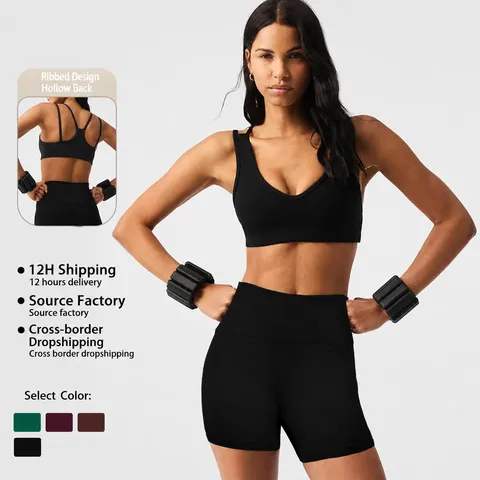 Women Seamless Ribbed Yoga Set Activewear Top And Bottom Fitness Gym Workout Athletic Sportswear Training Outfit